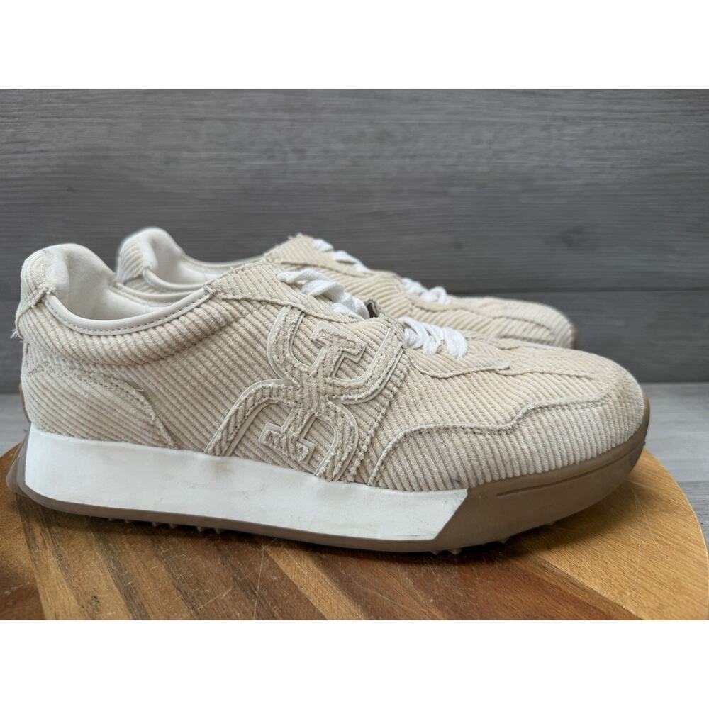Sam Edelman SE-1980 Lace-Up Corduroy Sneakers - Beige. Womens 10 M